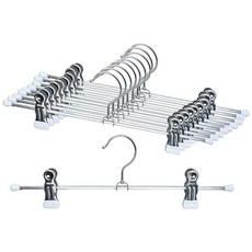 Mawa by Reston Lloyd Style K/40D 공간 절약형 논슬립 옷걸이 바지 및 스커트용 클립 2개 포함 10개 세트 40cm(15 3/4인치) L 실버, 화이트