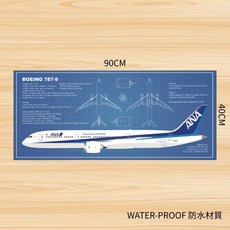 BOEING 787-9 航空海報 90x40cm 軟墊, 1個