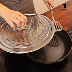 국산 스텐레스 후라이팬 뚜껑 냄비 기름방지망, 1개, 32cm