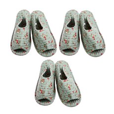 abm 鋪棉室內拖鞋, 藍色花朵圖案