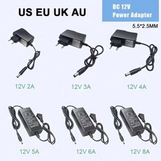 컨버터 컨덕터 커넥터DC 12V 전원 어댑터 2A 3A 4A 5A 6A 8A 범용 충전기 LED 전원 어댑터 조명 변압기 LED, 01 US Plug, 06 2A급