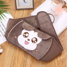 冬季必備 註水式熱水袋 安全保暖 註水熱水袋暖肚子暖腰帶加厚毛絨灌水防爆護腰帶暖宮雙插手可拆洗, 沖水熱水袋+駝色可愛猴