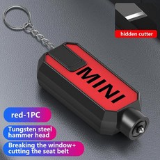 미니 컨트리맨 페이스맨 클럽맨용 휴대용 자동차 망치 창문 파괴기 벨트 커터 도구, 1. red-1PCS, 1개