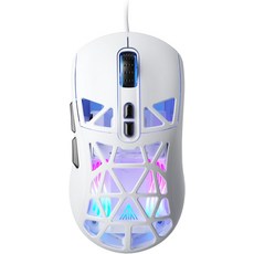 솔라카카 SM90 게이밍 마우스 프로그래머블 버튼이 있는 3800DPI RGB 게이머용 경량 유선 53g 화이트, 1-white, SM802