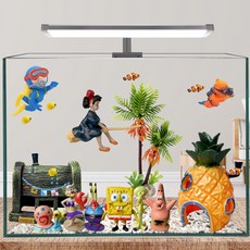 스마일아쿠아 둥둥떠다니는 다이버 어항꾸미기세트 파인애플 다이버 2종 야자수, 1세트