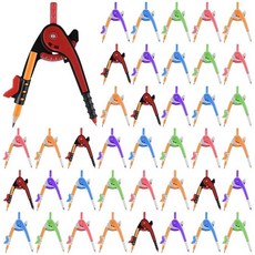 60팩 수학 기하학 나침반 벌크 15.2cm(6인치) 다채로운 기본 정밀 도구 학생용 플라스틱 스케일 알람 드로잉 나침반 연필 포함 제도 사무실 가정 학교 용품 (60), 60