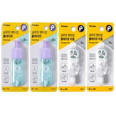 더주니 프린텍 글루핏 펜타입 노크식 풀테이프 본품 리필 세트 6mm x 6M, 1세트, 민트 2개 + 리필 2개