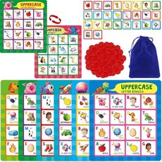 해외 SpriteGru 알파벳 및 CVC 빙고 게임 보드 ABC 글자 12개 단어 음성 인식 조기 교육 학습 장난감 - 만 4세 이상 교실 가정에서 사용하기에 적합 미국매장정품, .0004.Alphabet Bingo Game.