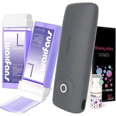 팬 스마트 롤 온 키트 제모 자동 냉각 화상 방지 가정용 안전하고 간편한 왁싱 여성 및 남성용 왁싱 카트리지 2개와 스트립 50개, 1개