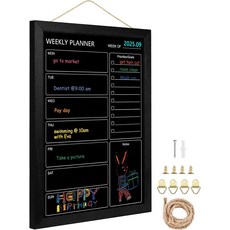 벽용 마그네틱 칠판 주간 캘린더 나무 프레임 메모 보드 10.614.6인치
