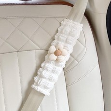 桃園出貨 汽車兒童安全帶固定器防勒脖護肩套裝 車用寶寶護肚神器 限位器通用, 1個, 氣質米花-泡芙安全帶套