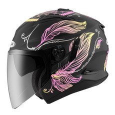 ZEUS 613B AJ32 可拆洗內襯 九合一帽型 抗UV400 氣流導流 3/4罩安全帽, 消光黑/黃紫