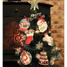 귀여운 크리스마스 트리 오너먼트 미니 카드 장식 8종 단체 대량, 선물양말