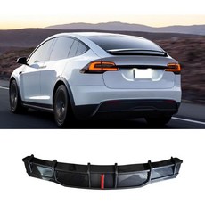 테슬라 모델 X 2022 2023 2024 2025용 닌테 후면 입술 카본 파이버 스타일 ABS 범퍼 디퓨저 LED 브레이크등 하단 부가 트림