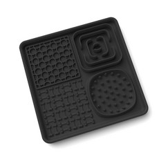 矽膠吸盤寵物狗舔食墊 餵食安定神器, 1個, 黑色-正方形