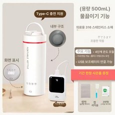 여행용 커피포트 일제 휴대용 소형 주전자 2024, 물 끓이기 304 내관 + Type-C 가열 / 보조배, 기본 색상