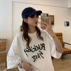 블랙래쉬 여성 반팔 박스 티셔츠, 블랙, FREE