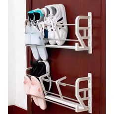 門後免釘鞋架 可調節多功能收納架 簡約時尚居家鞋子收納神器, 磁吸鞋架-白, 1個