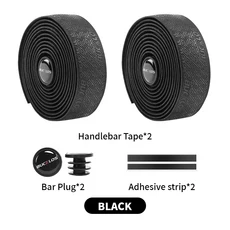 BUCKLOS 도로 자전거 핸들 바 테이프 PU EVA 드롭 편안한 충격 방지 사이클링 랩 부품, 01 Black