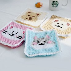 101도 스킬자수 DIY 동물 티코스터 만들기 4type, 고양이, 1개