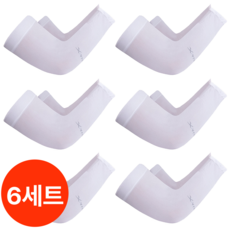자외선차단 남녀공용 냉감 쿨토시 팔토시, 6세트, 화이트