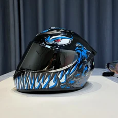 남녀 공용 고급스러운 레드 베놈 풀페이스 오토바이 헬멧 스타일리시한 아트워크와 모던 외장, 01 빠른, 01 S, 06 Blue Venom