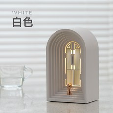 北歐桌面檯燈復古燈具創意牀頭裝飾小夜燈臥室客廳充電藍牙音箱, 白色 基礎款:4W