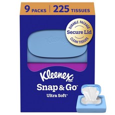 크리넥스 스냅 포장은 다양할 팩당 3겹 소프트 이동 페이셜 25개의 티슈 4팩 울트라, 9 Pack (25 Tissue Packs)