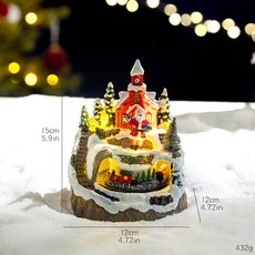 聖誕復古小鎮多功能音樂盒聖誕節日LED彩燈旋轉火車音樂禮物盒, 老人火車音樂盒