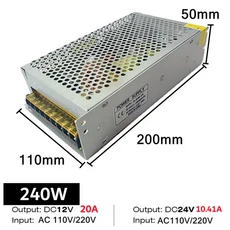 실내 LED 스트립 조명 스위치 드라이버에 대 한 DC12V/24V 전원 공급 장치 어댑터에 5A 10A 변압기, 02 DC24V, 10 240W