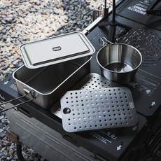 KINOX 豪華小全配 不鏽鋼大萬能煮飯神器 韓國製（神器 蒸盤 炸籃 收納袋）, 豪華小全配｜軍綠收納袋, 1個