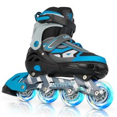 144112 LEVYTEMP 어린이 및 성인을 위한 조절 가능한 인라인 스케이트 야외 초보자 롤러 모든 조명 휠 포함 소녀 남아 남성 여성용, 블루