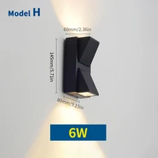 호환 ABS 소재 LED 벽 램프 조명 모션 센서 AC85-265V 콜드 화이트 웜 조정 빔 가정용 실내 야외 2W, 02 No Sensor, 01 Cold White, 03 Model H