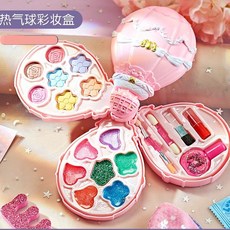兒童小金盾艾莎公主彩妝盒玩具套裝，無毒安全，女孩新年禮物首選, 1個, 櫻花粉熱氣球四層【無禮盒】