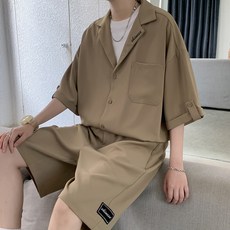 스타일닥터 남성 여름 반팔 반바지 정장 세트 루즈핏 여름 캐주얼