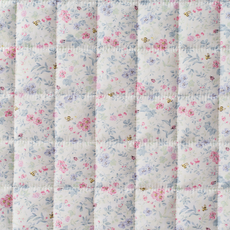 알러지케어 플라워 먼지없는 크리미 순면 SS 논슬립 고정밴드 침대패드, 크리미 세미 블루