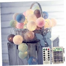 코튼볼 가랜드 조명 LED 전구 6m 40p 리모컨 건전지형 캠핑 차박 텐트, 6cm 빅볼 코튼전구 (5m50구)_12.핑크레이디 6, 1개