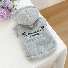 강아지 고양이 후드티 기모 겨울 보온 하네스, 1개, 그레이