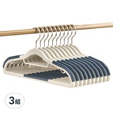 理享家 無痕防滑多功能衣架 雙位款, 孔雀藍, 3組