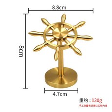 黃銅風車 桌面擺件 家居裝飾 工藝品 迷你風扇 招財擺設 風生水起 室內裝飾+小號船舵轉轉擺件