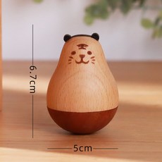 辦公桌木質不倒翁裝飾品 少女心創意生日禮物, 1個, 小虎不倒翁