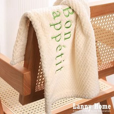 Lanny Home 法式擦手巾 珊瑚絨材質, 1個, 【Bon appetit】奶油白
