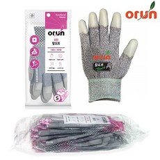 오런 탑도트 스마트폰터치 PU도트 손끝강화 작업용 장갑 S(소형) / 10켤레 1세트, 1개