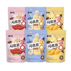 베베쿡 사르르쿵 과자/딸기/바나나/치즈요거트/6봉지, 바나나맛