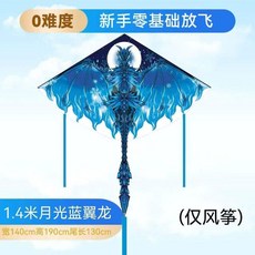 1.4米翼龍風箏 兒童成人初學者專用, 1個, 1.4米月光藍翼龍,五個風箏