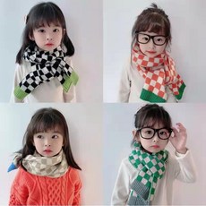 一圍暖意 韓版冬季百搭兒童圍巾 小孩擋風保暖針織格子時尚寶寶圍巾兒童圍脖