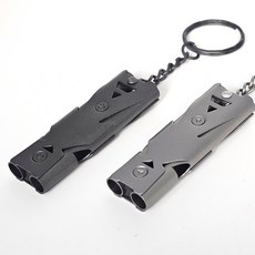 스포츠 호루라기 호각 더블 휘슬 스테인리스, 블랙