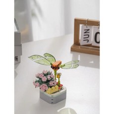 DIY 캐릭터 미니 꽃 블럭 다육이 화분 레고호환블록 장난감, 나비2, 1개