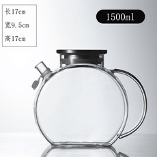 大容量耐高溫玻璃水壺瓶，附茶濾，適用於泡茶與冷熱飲，夏季涼水壺, 1個, 1500ml不锈钢盖