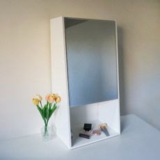 BOYD 北歐風掀門鏡面收納櫃40cm D458 桌上化妝品收納鏡櫃, 純白